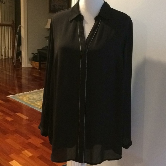 Christopher Banks Tunic Black Semi Sheer L EUC - Picture 2 of 6